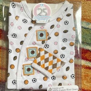 Preemie ‘Stephan Baby’ Sports Print 100% Cotton Knit Gown